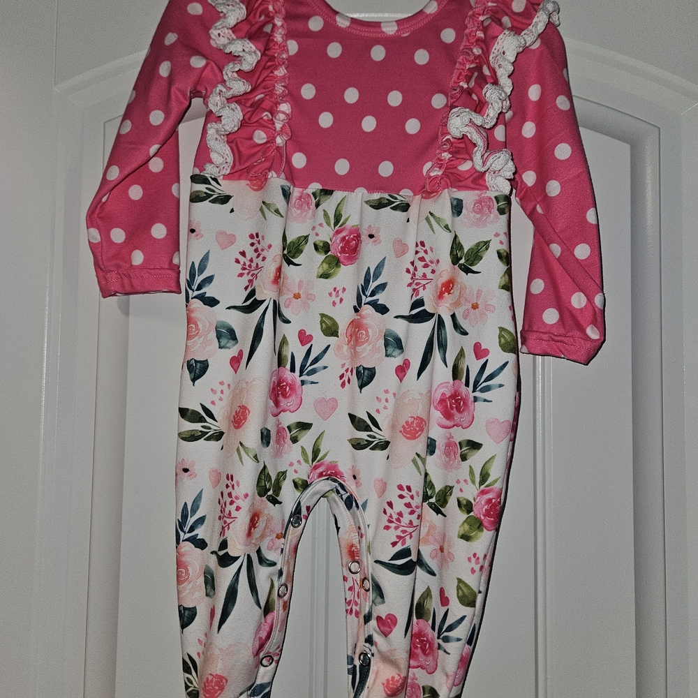 Pink Floral Kids One Piece Bodysuit